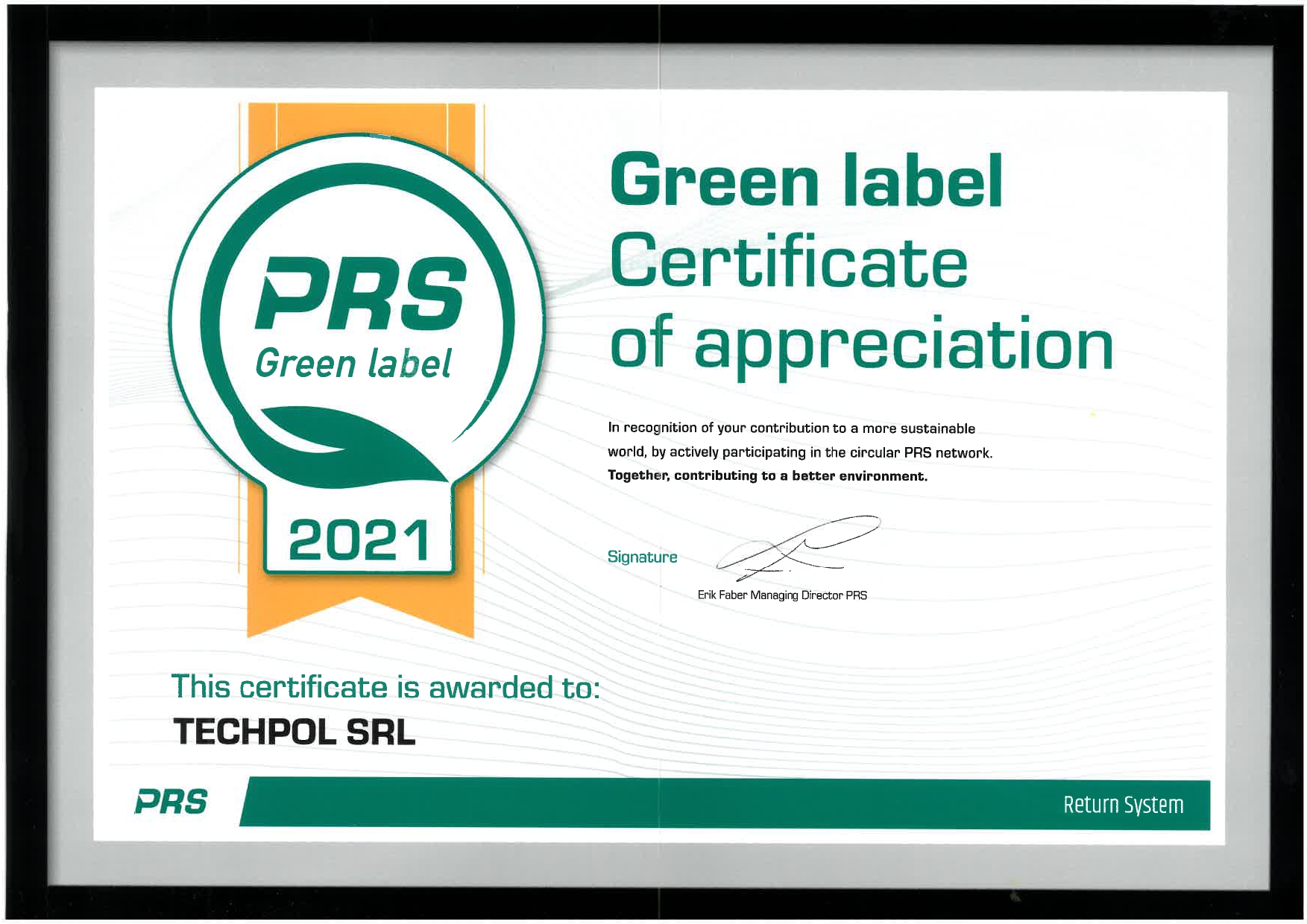 Certificazione PRS Green Label